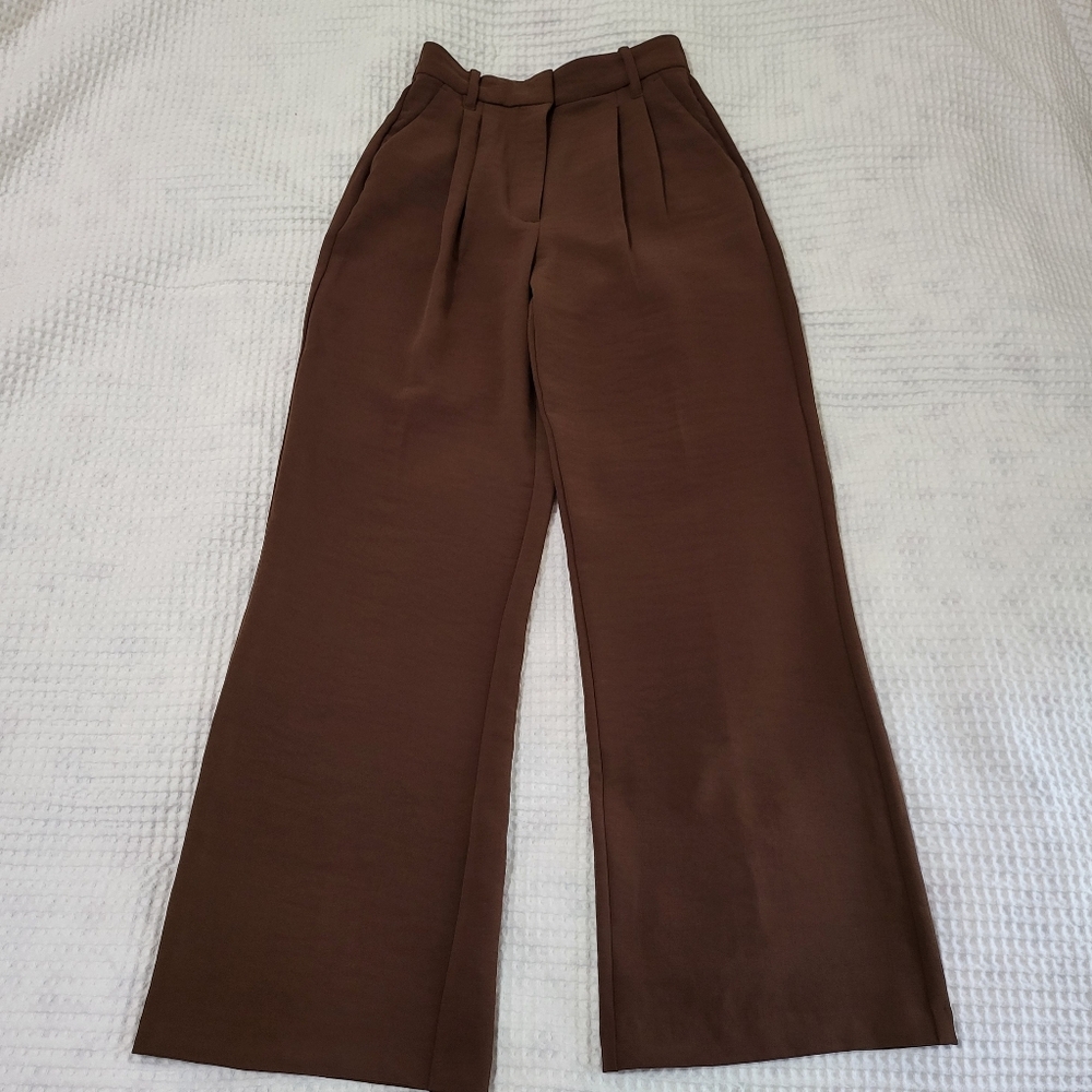 Abercrombie & Fitch Premium Crepe Trousers, Sz. 24S Brown - Picture 2 of 10